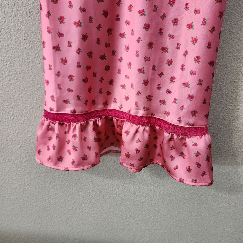 Betsey Johnson for Forever 21 Collab Pink Floral Satin Slip Dress Size M - Picture 4 of 11